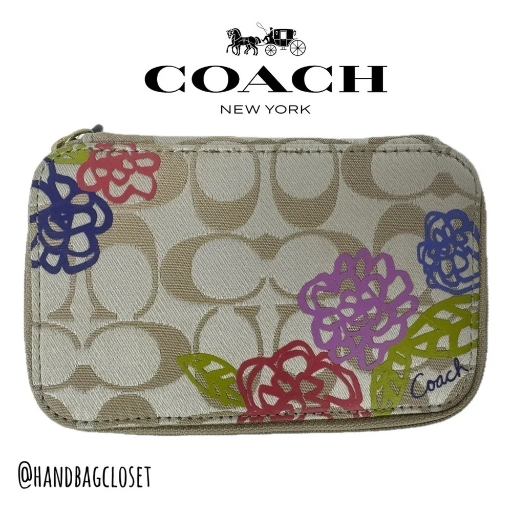 Coach Travel Jewelry Box Made of Appliqué Floral Graffiti Satin Flower